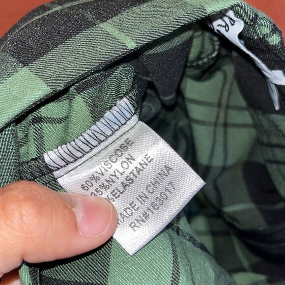 Princess Polly Green & Black Plaid High-Waisted Women's Pants Size 0 - Picture 13 of 14